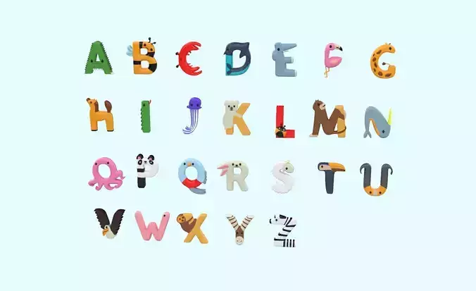 Cartoon Animal Alphabet v013