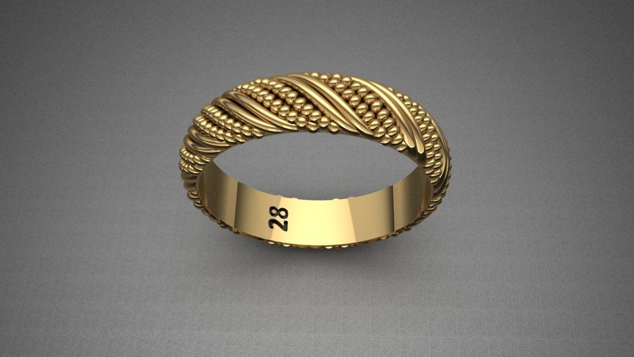 Gold silver RingTwisted Design 3D print model_3