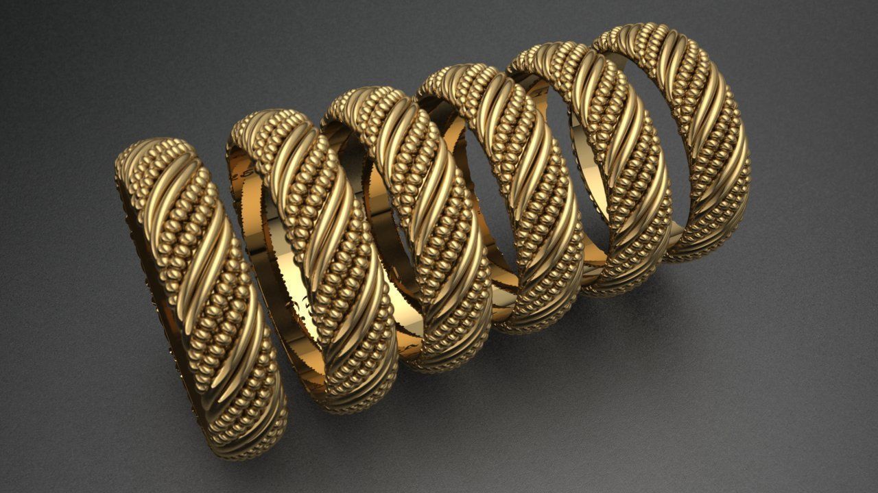 Gold silver RingTwisted Design 3D print model_1