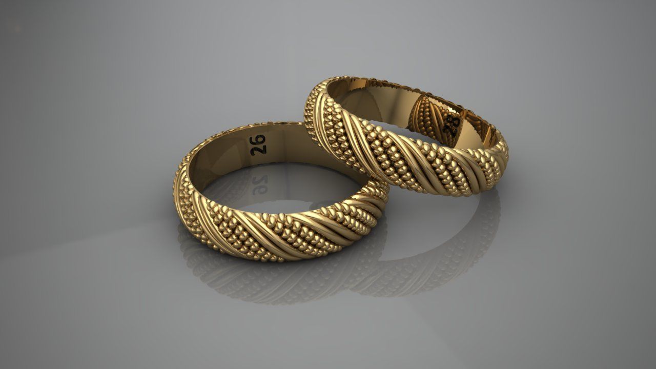 Gold silver RingTwisted Design 3D print model_4