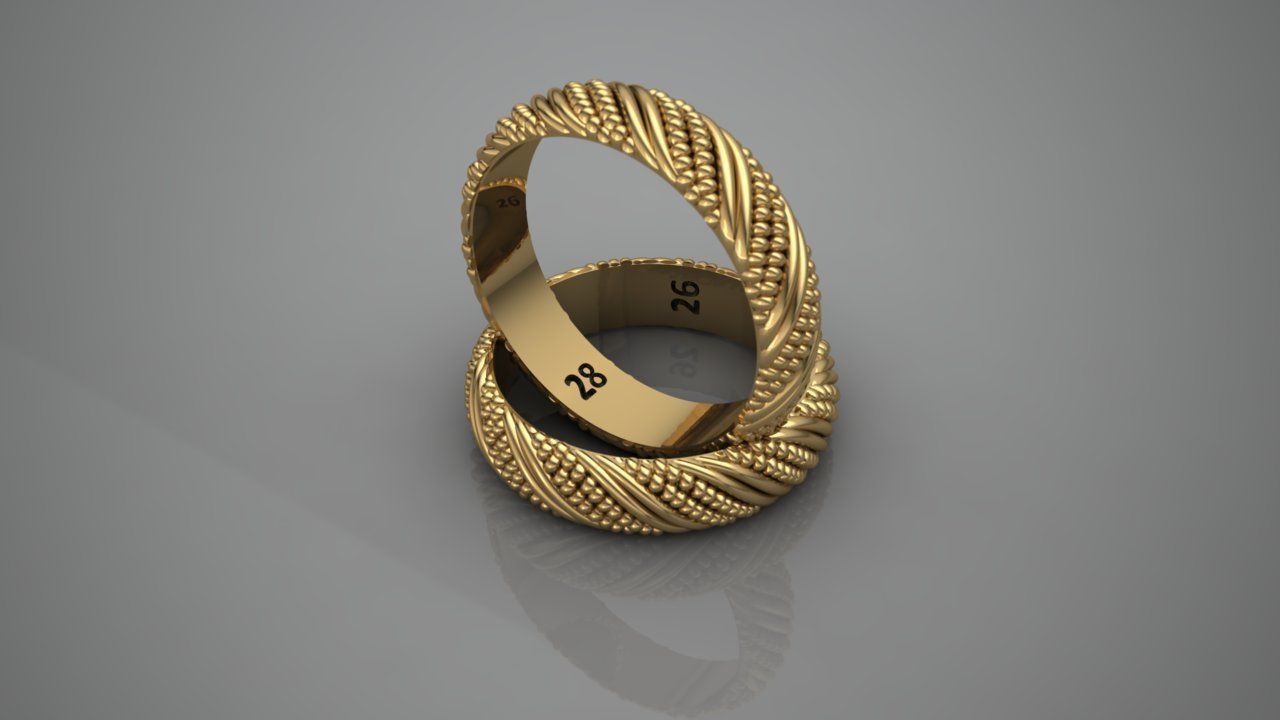 Gold silver RingTwisted Design 3D print model_2