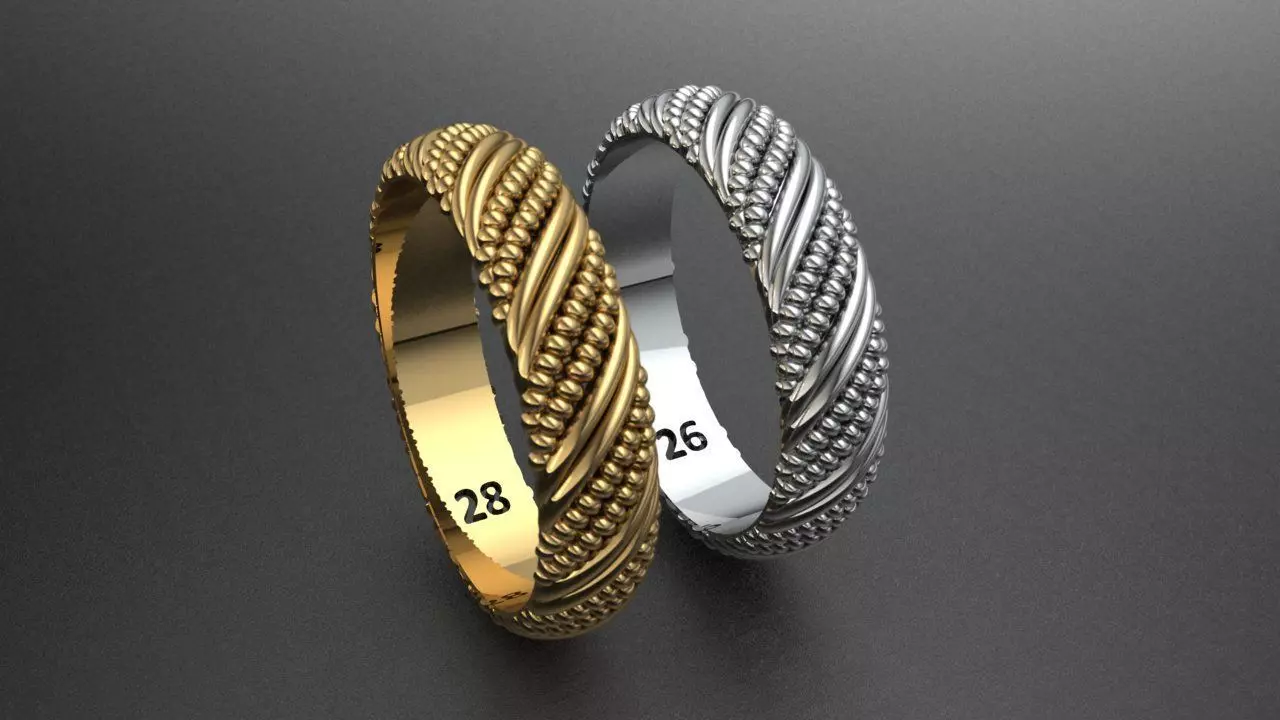 Gold silver RingTwisted Design 3D print model_0