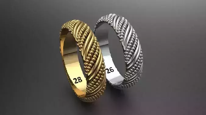 Gold silver RingTwisted Design  3D print model
