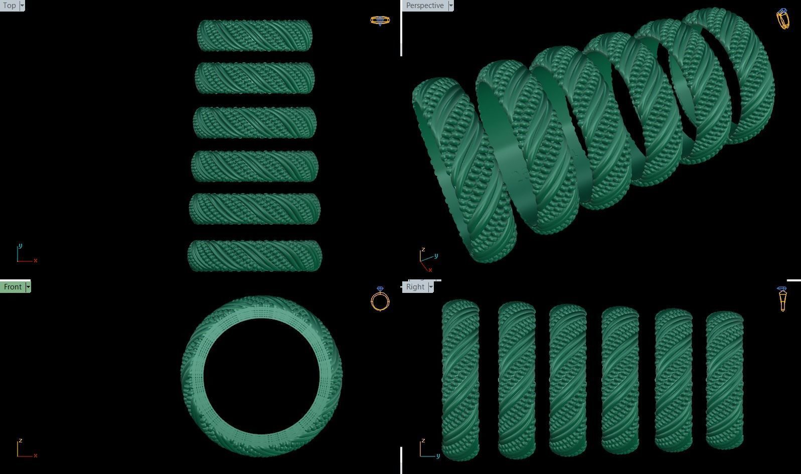 Gold silver RingTwisted Design 3D print model_5