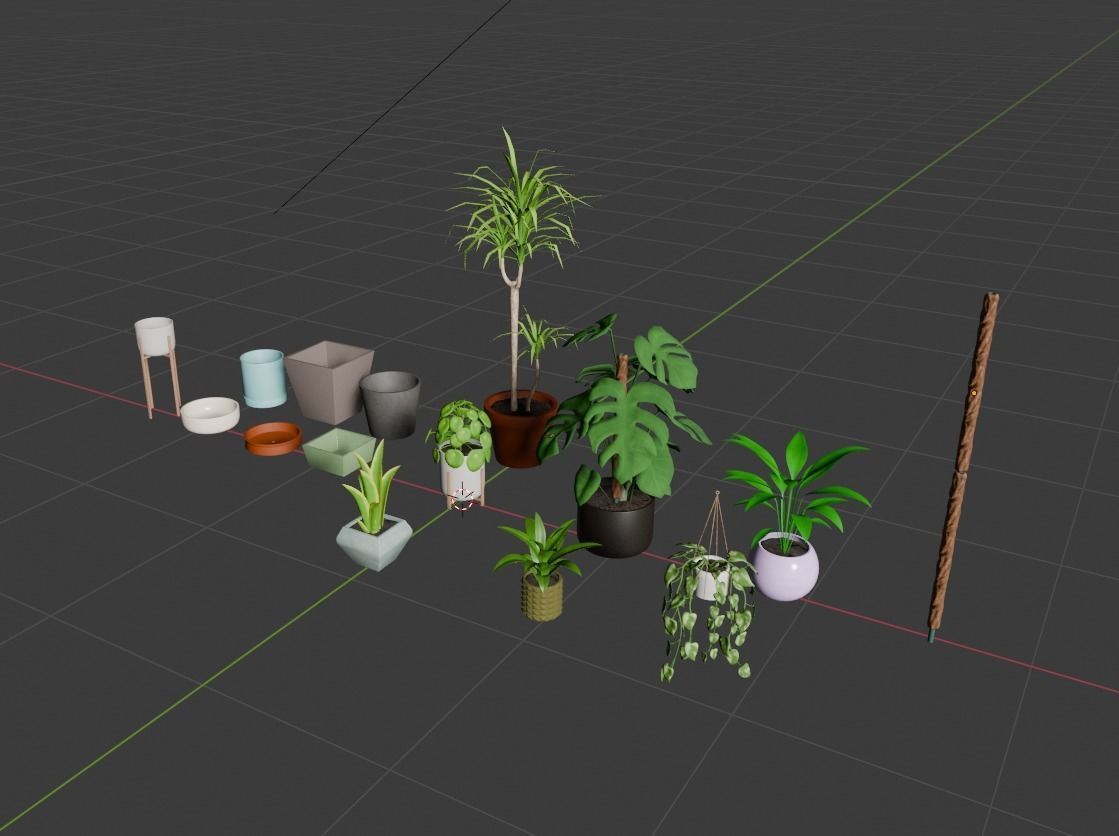 Houseplants and Pots - Game Ready Props Low-poly 3D model_1