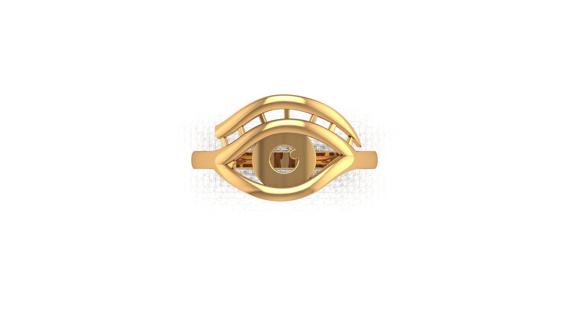 Gold ring in the shape of an eye 3D print model_3