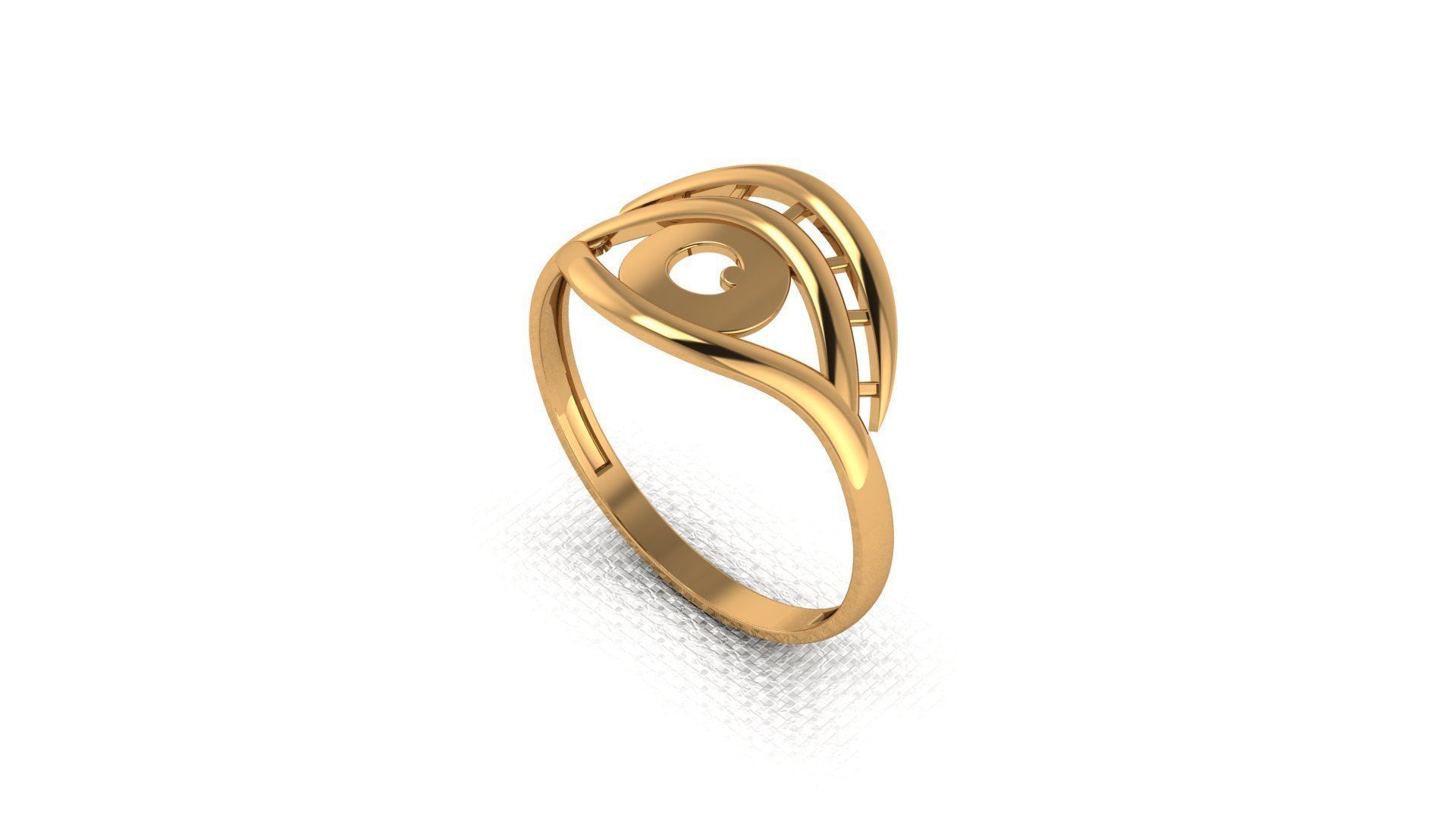 Gold ring in the shape of an eye 3D print model_2