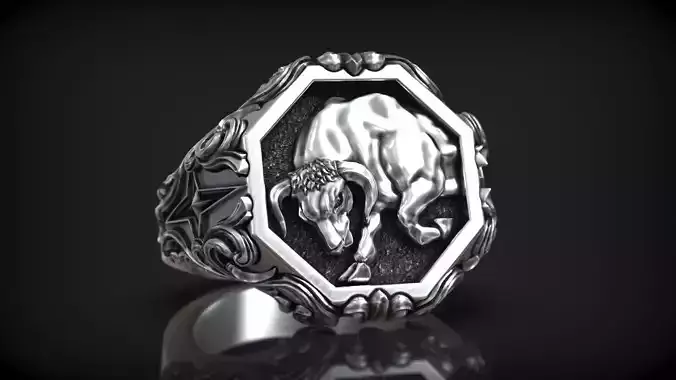 Zodiac Sign Taurus Bull Horns Star Symbol Signet