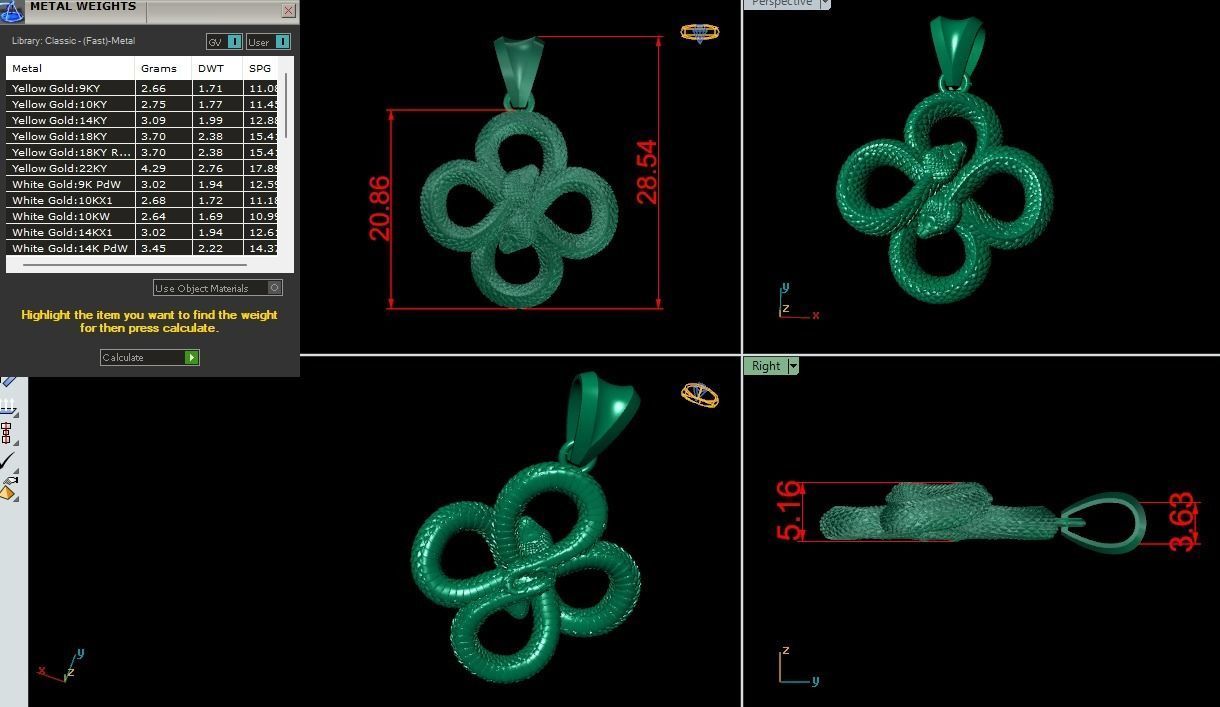 Snake Pendant 3D print model_1