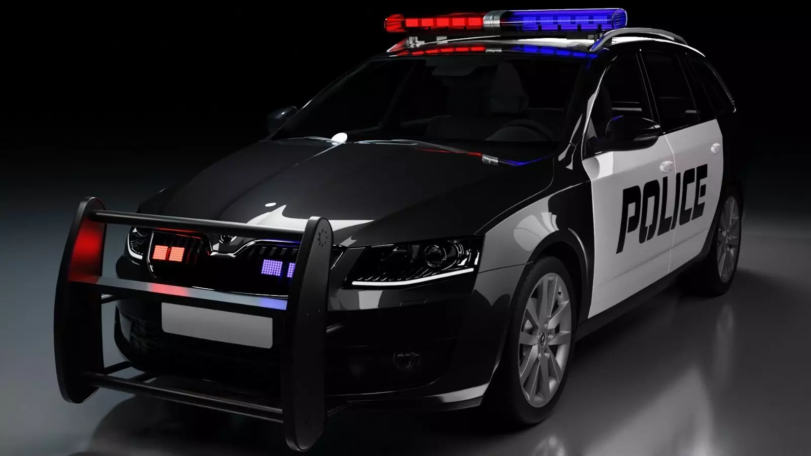 Police Skoda Octavia Low-poly 3D model_0