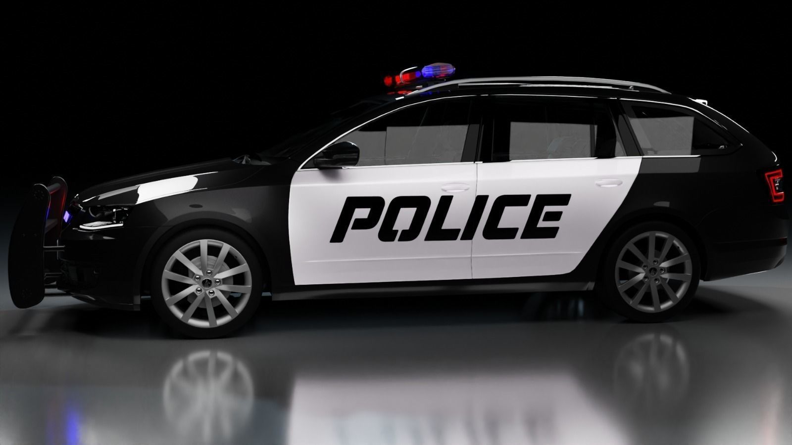 Police Skoda Octavia Low-poly 3D model_2
