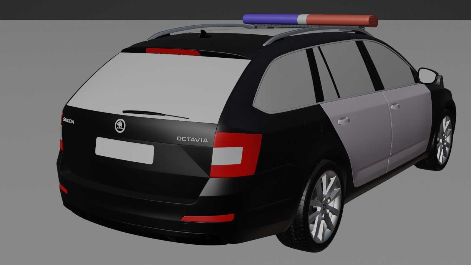 Police Skoda Octavia Low-poly 3D model_5