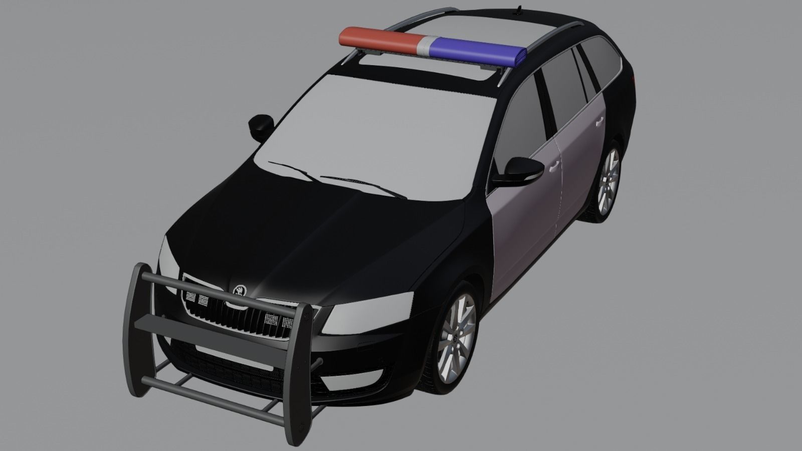 Police Skoda Octavia Low-poly 3D model_4
