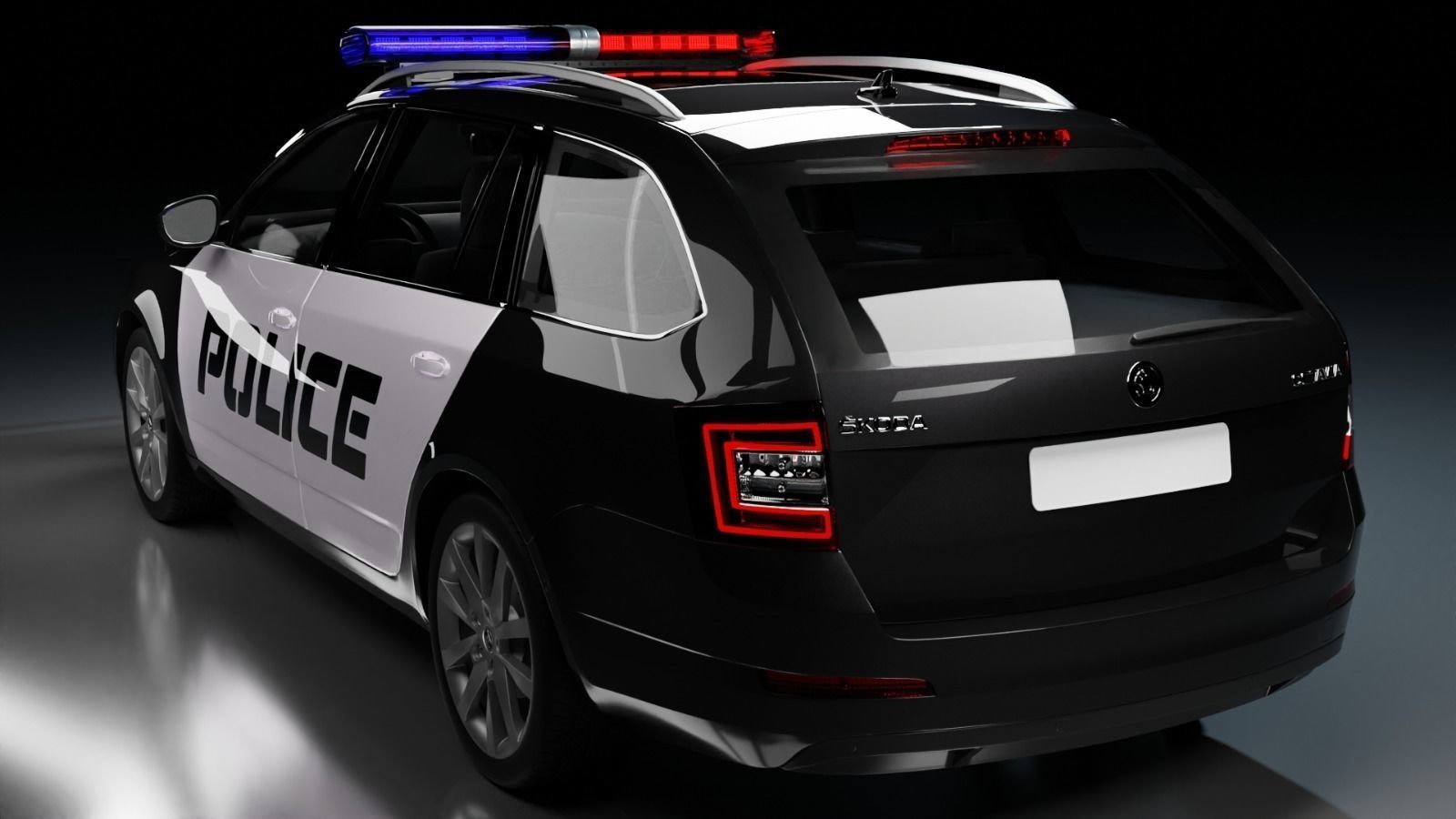 Police Skoda Octavia Low-poly 3D model_1
