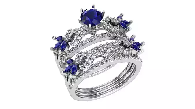 Saphhire Bridal Set 3dm stl renders details