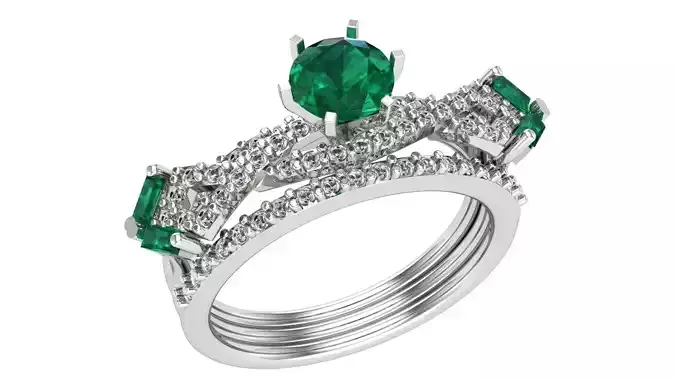 Emeralds Bridal Set 3dm stl renders details