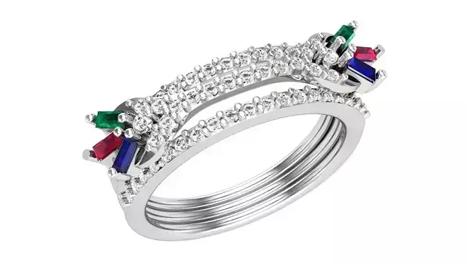 Tri Stone Bridal Set 3dm stl renders details