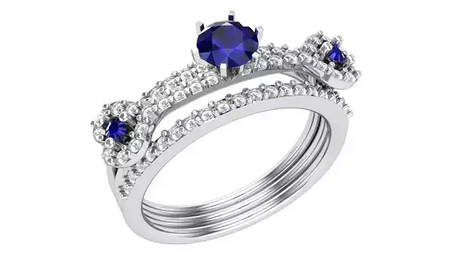 Sapphire Bridal Set 3dm stl renders details