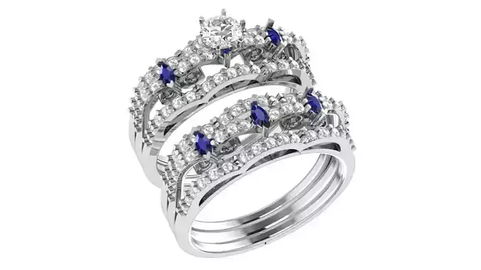 Sapphire Bridal Set 3dm stl renders details