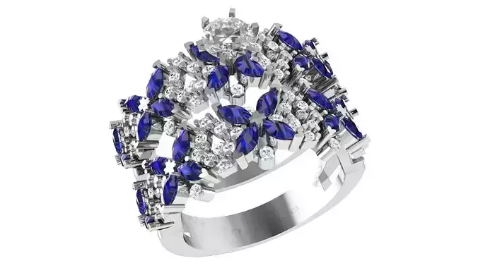 Sapphire Bridal Set 3dm stl renders details