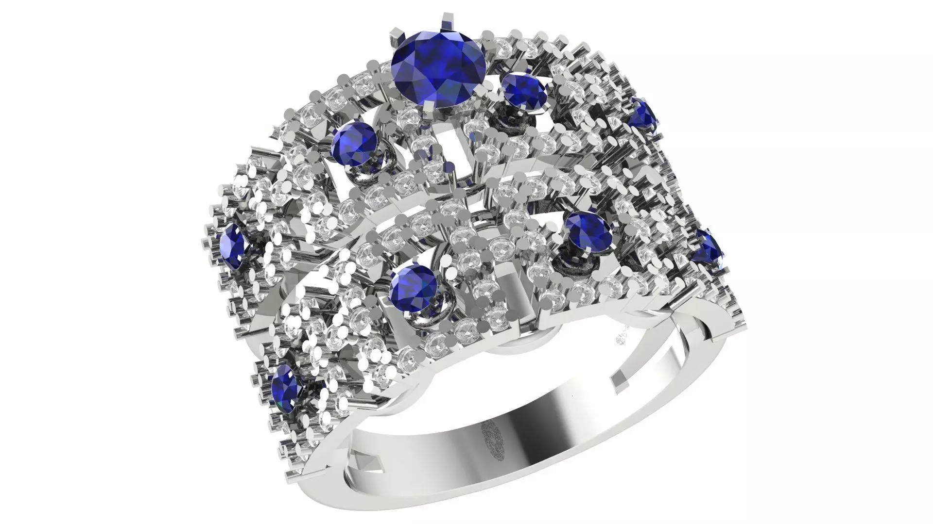 Sapphire Bridal Set 3dm stl renders details 3D print model_0