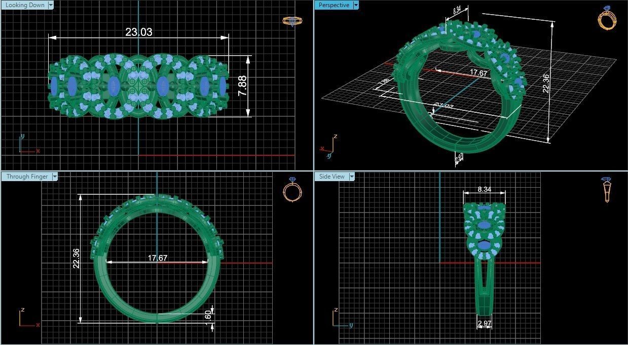 Emerald Bridal Set 3dm stl renders details 3D print model_4