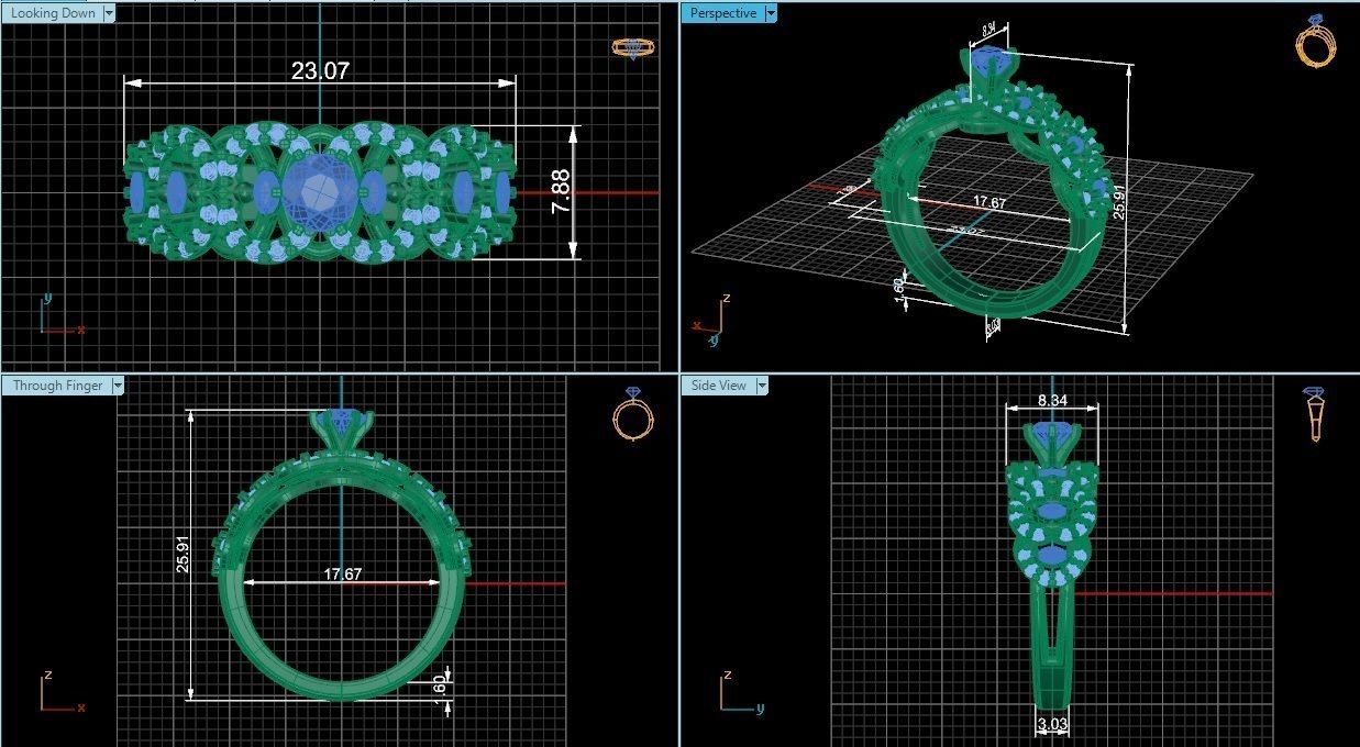 Emerald Bridal Set 3dm stl renders details 3D print model_2