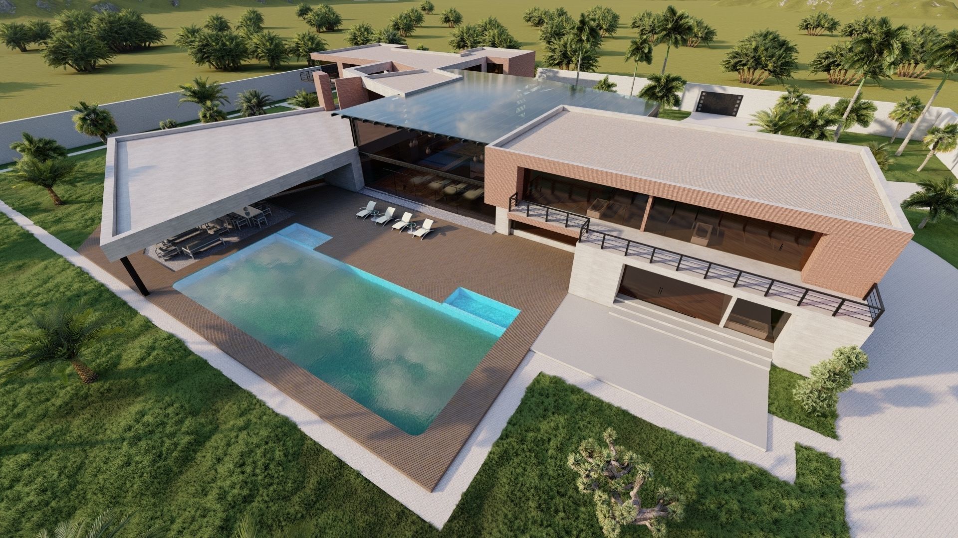 Casa Scene-villa-modern house 3D model_2