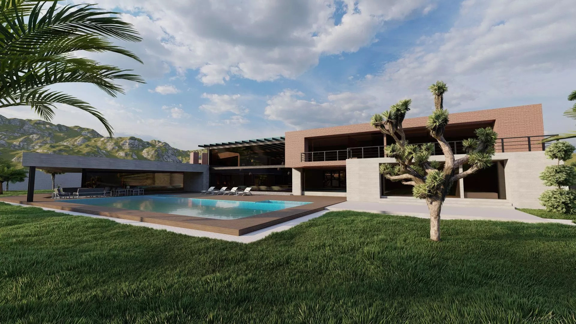 Casa Scene-villa-modern house 3D model_0