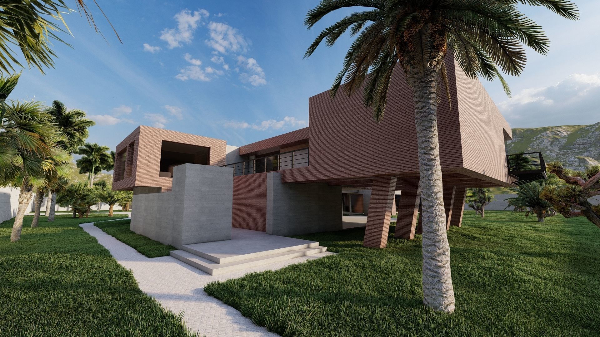 Casa Scene-villa-modern house 3D model_10