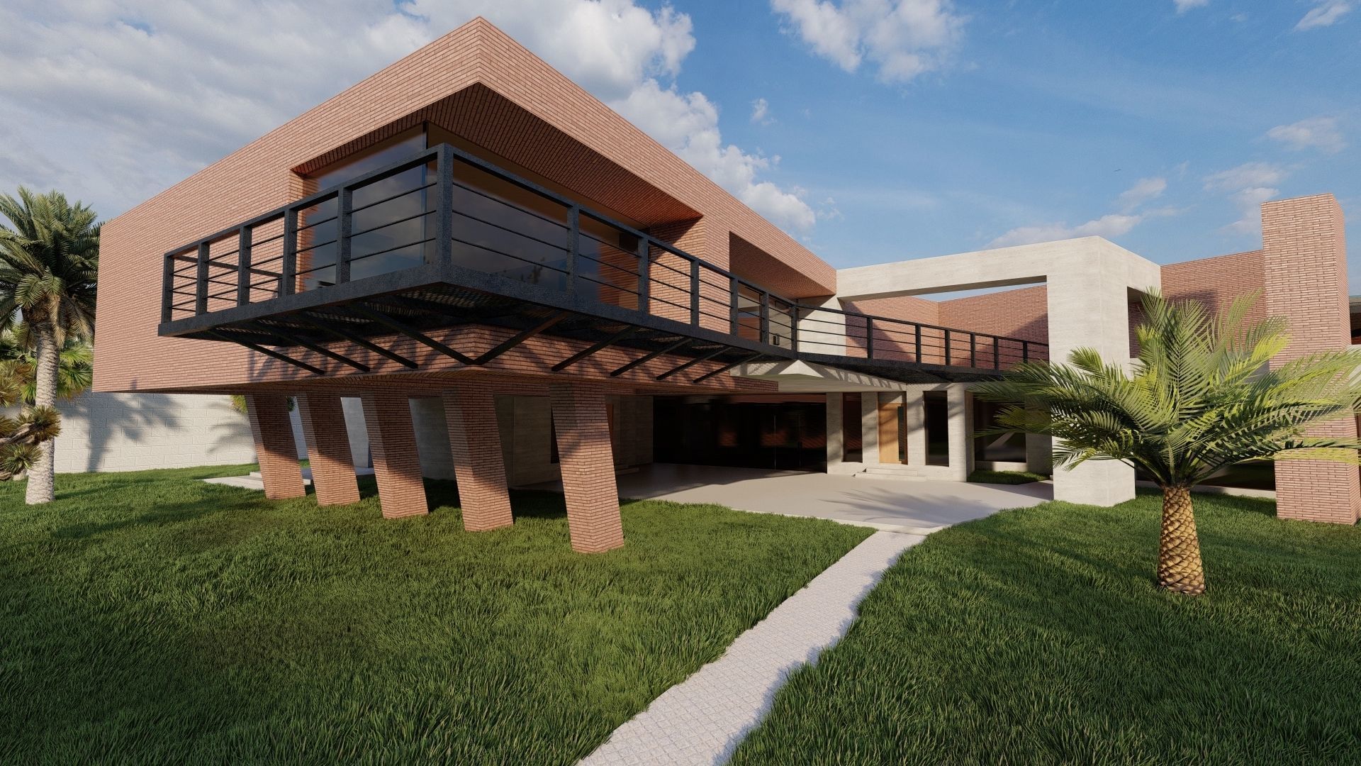 Casa Scene-villa-modern house 3D model_5