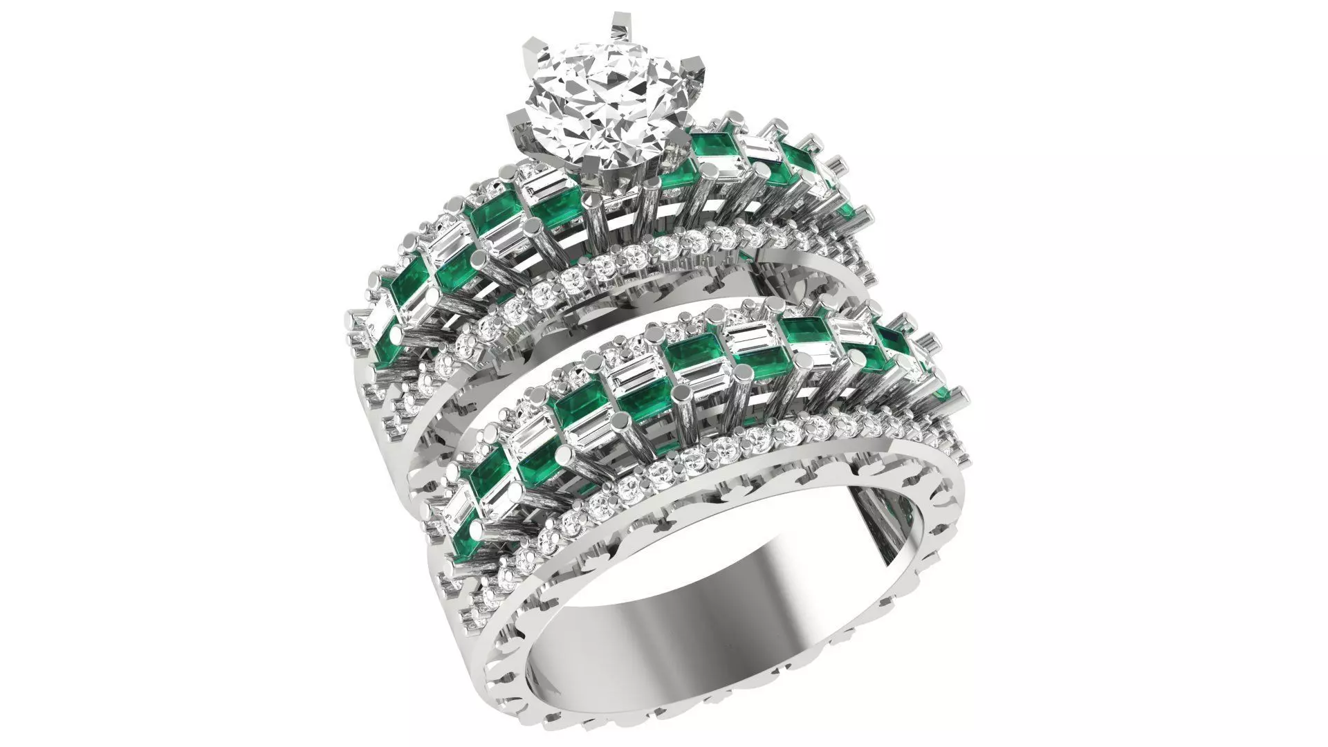 Emeralds Bridal Set 3dm stl renders details 3D print model_0