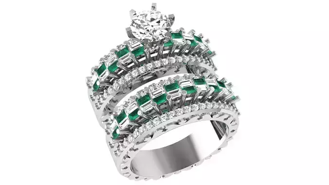 Emeralds Bridal Set 3dm stl renders details