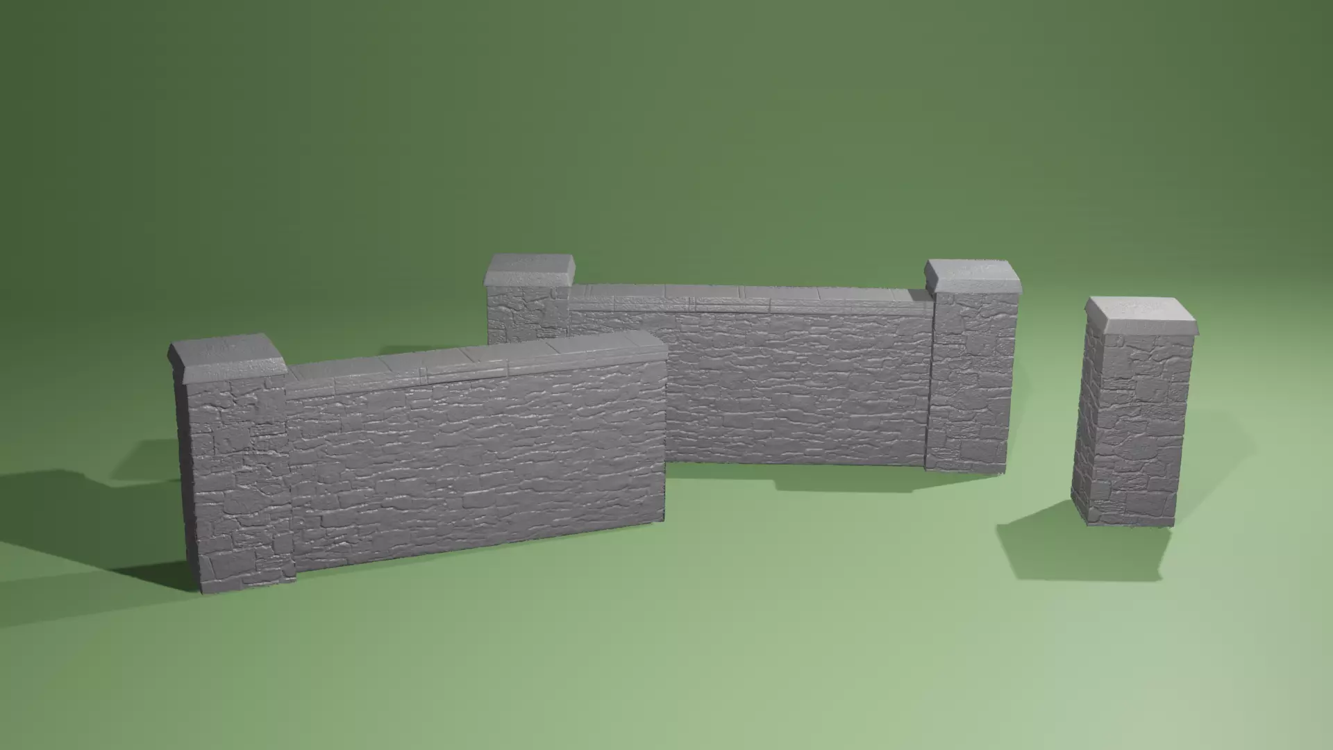 high poly model stone fencing wall 3D Model diorama obstacle 3D print model