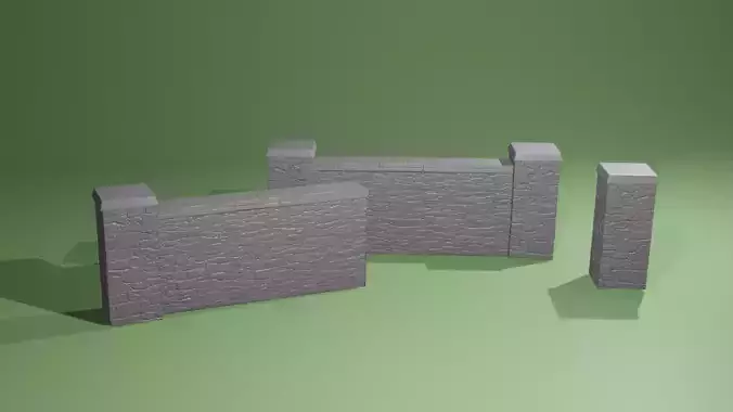 high poly model stone fencing wall 3D Model diorama obstacle 3D print model