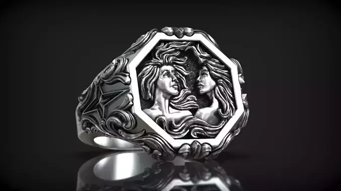 Zodiac Sign Gemini Twins Girls Star Symbol Signet