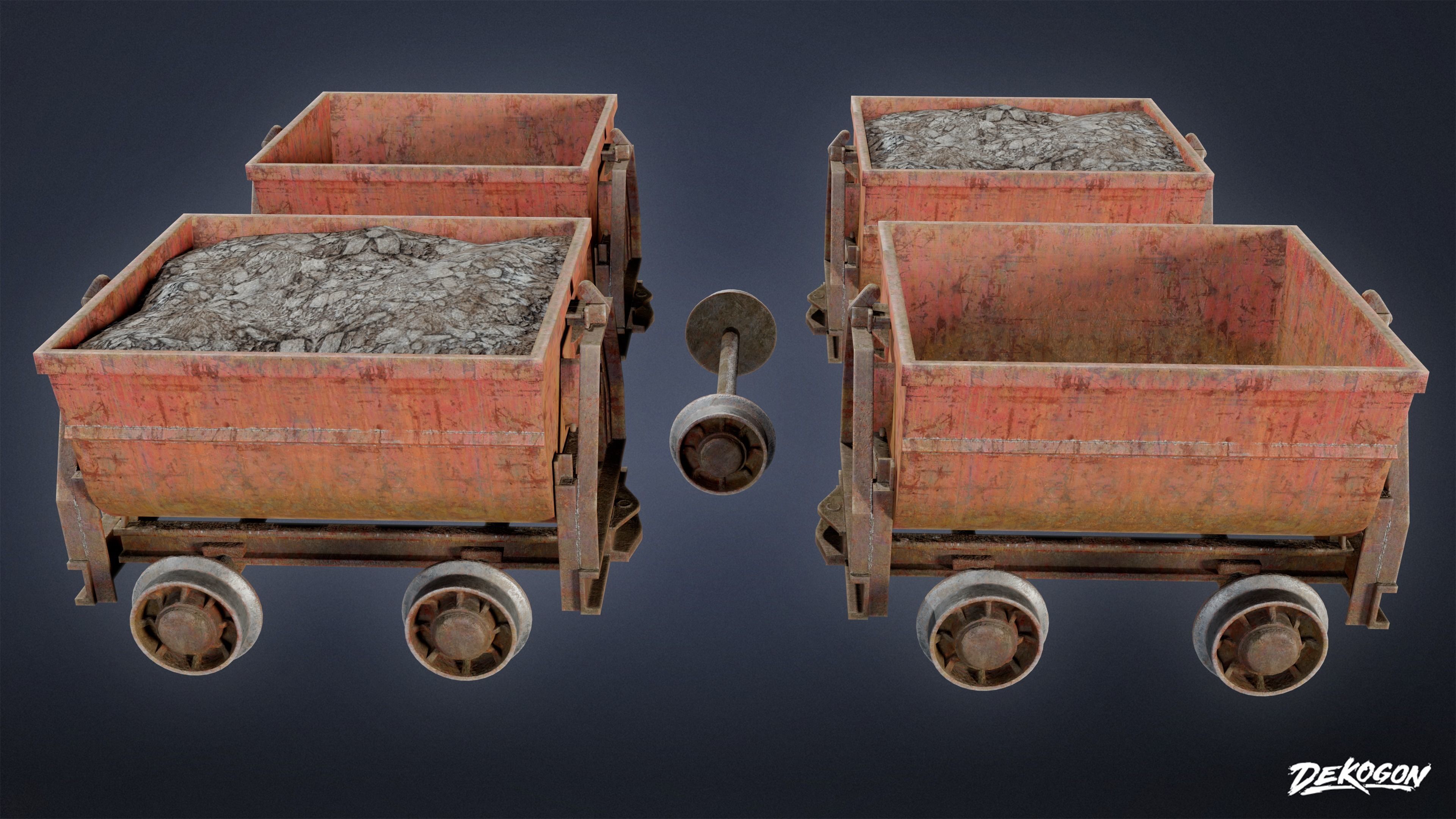 INDUSTRY - Mine Cart 01 - LOW POLY Low-poly 3D model_2