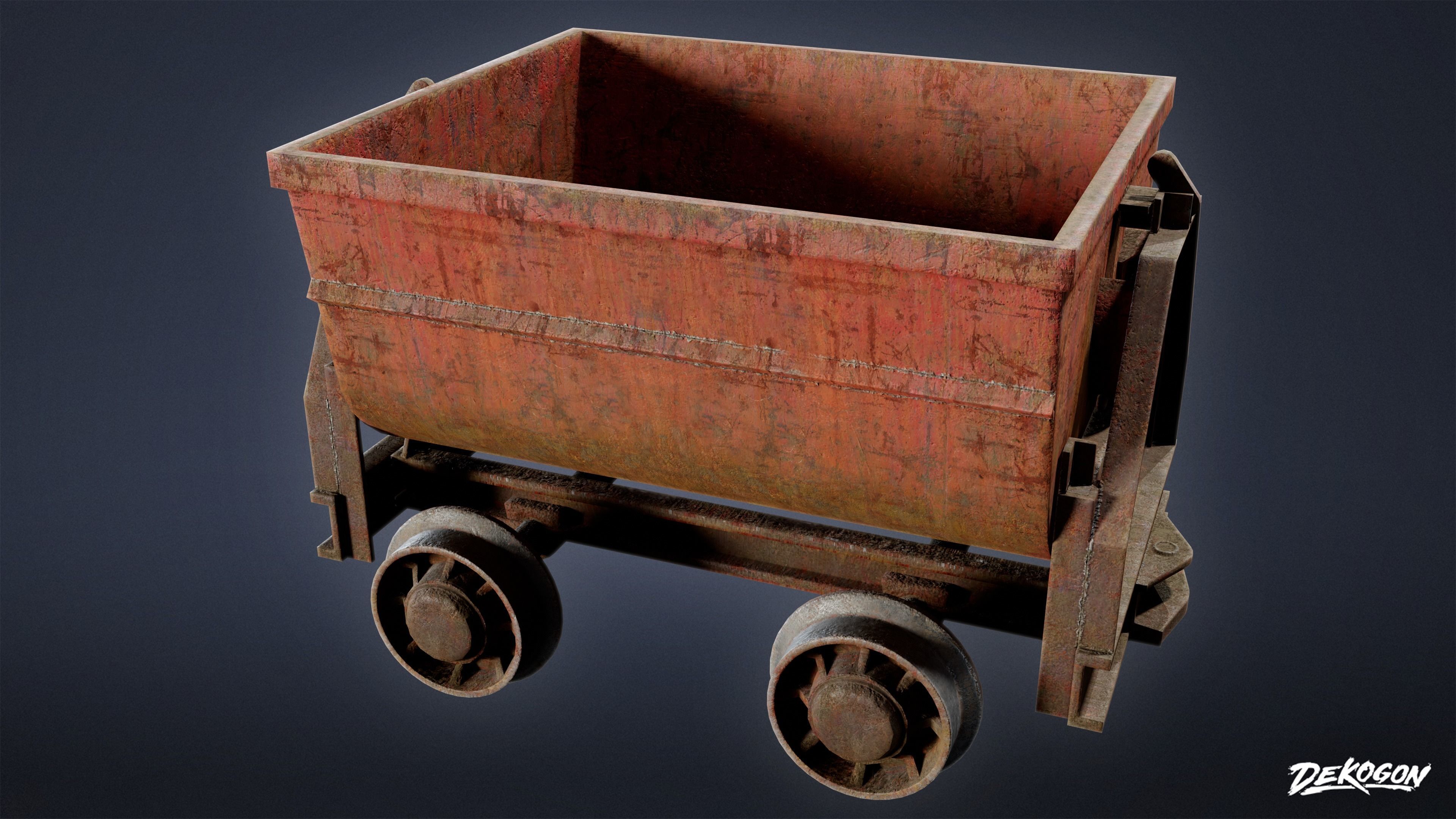 INDUSTRY - Mine Cart 01 - LOW POLY Low-poly 3D model_5