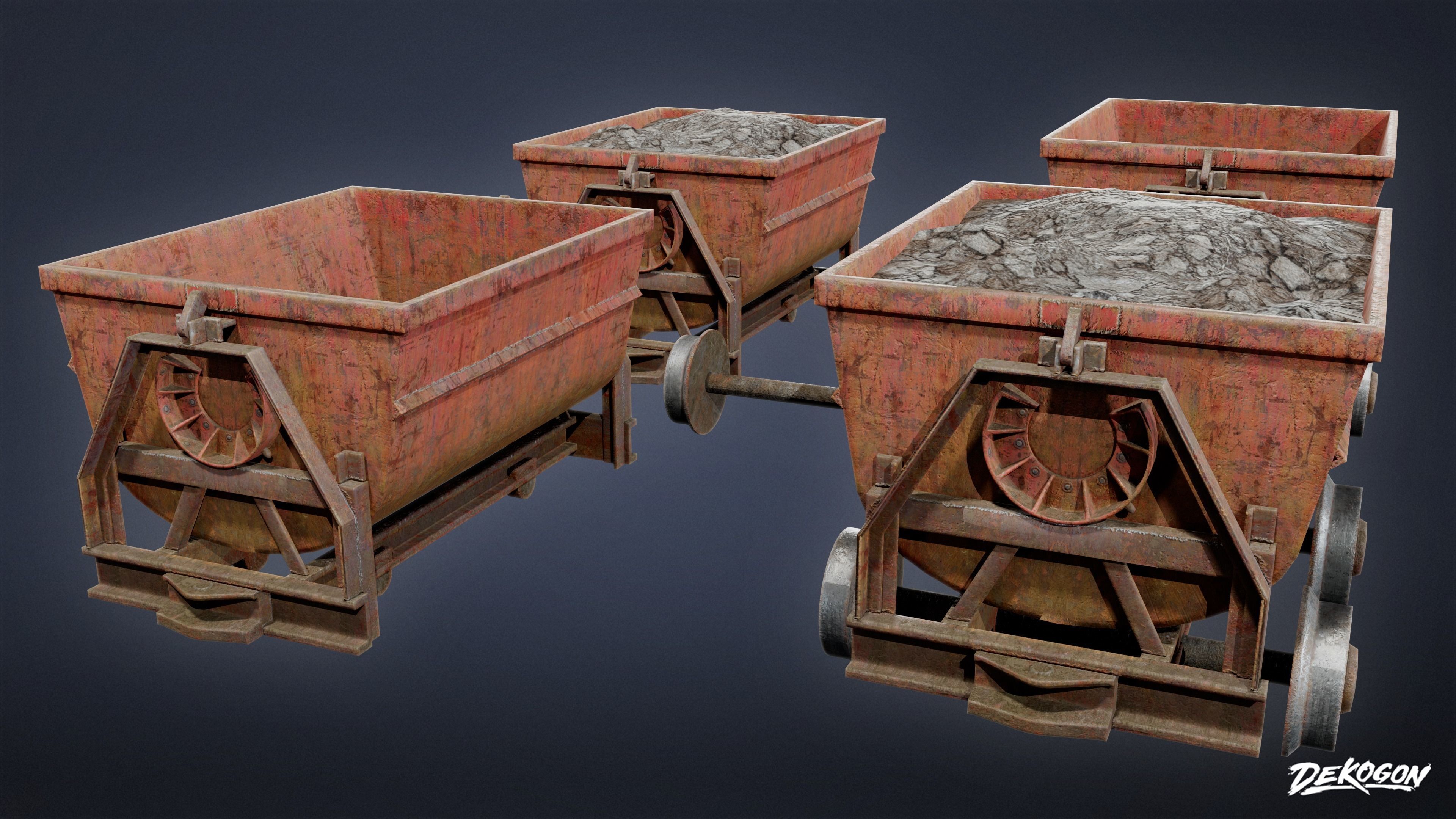 INDUSTRY - Mine Cart 01 - LOW POLY Low-poly 3D model_4