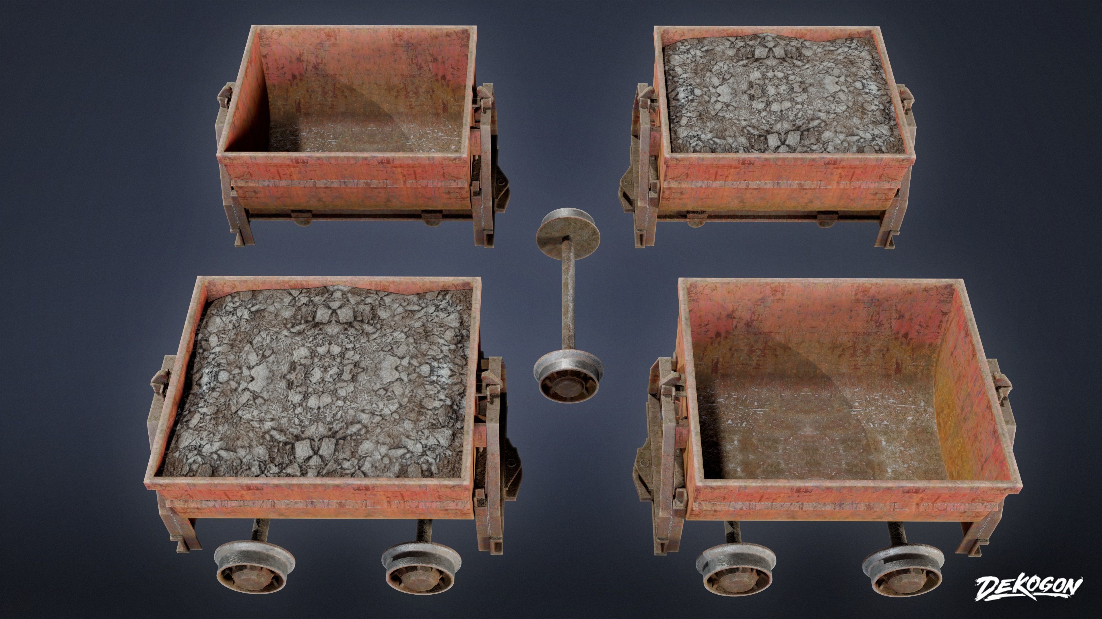 INDUSTRY - Mine Cart 01 - LOW POLY Low-poly 3D model_3