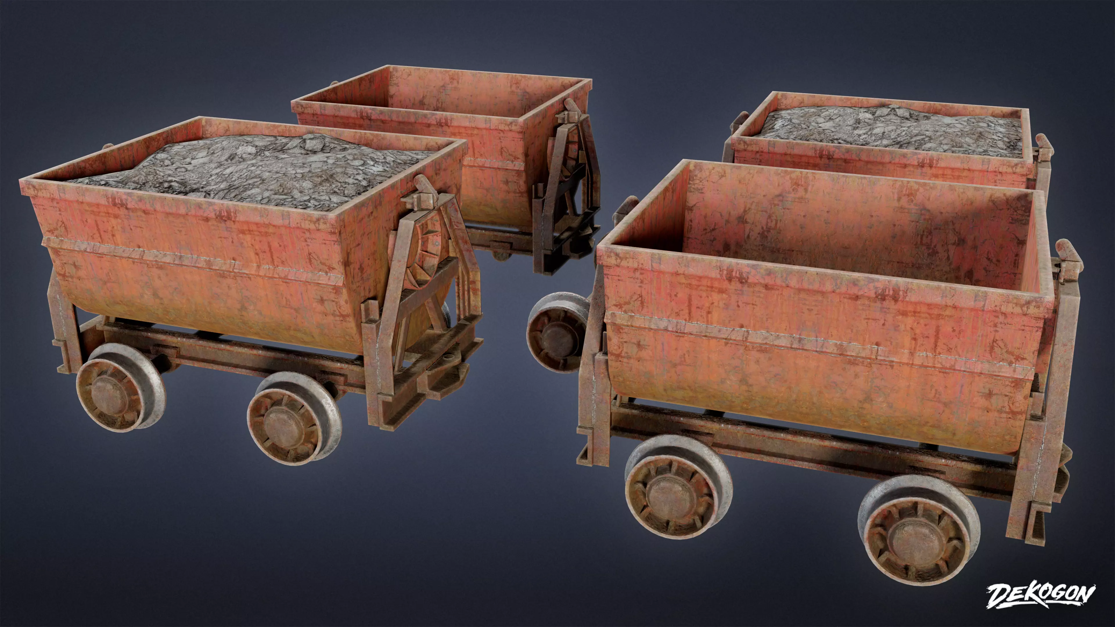 INDUSTRY - Mine Cart 01 - LOW POLY Low-poly 3D model_0