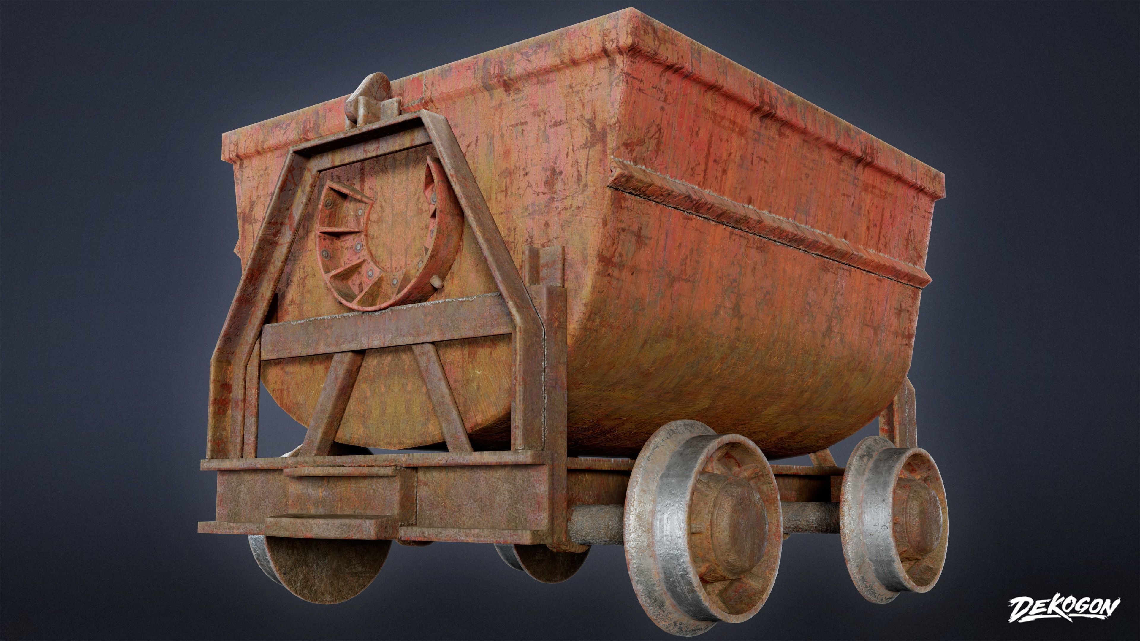 INDUSTRY - Mine Cart 01 - LOW POLY Low-poly 3D model_6