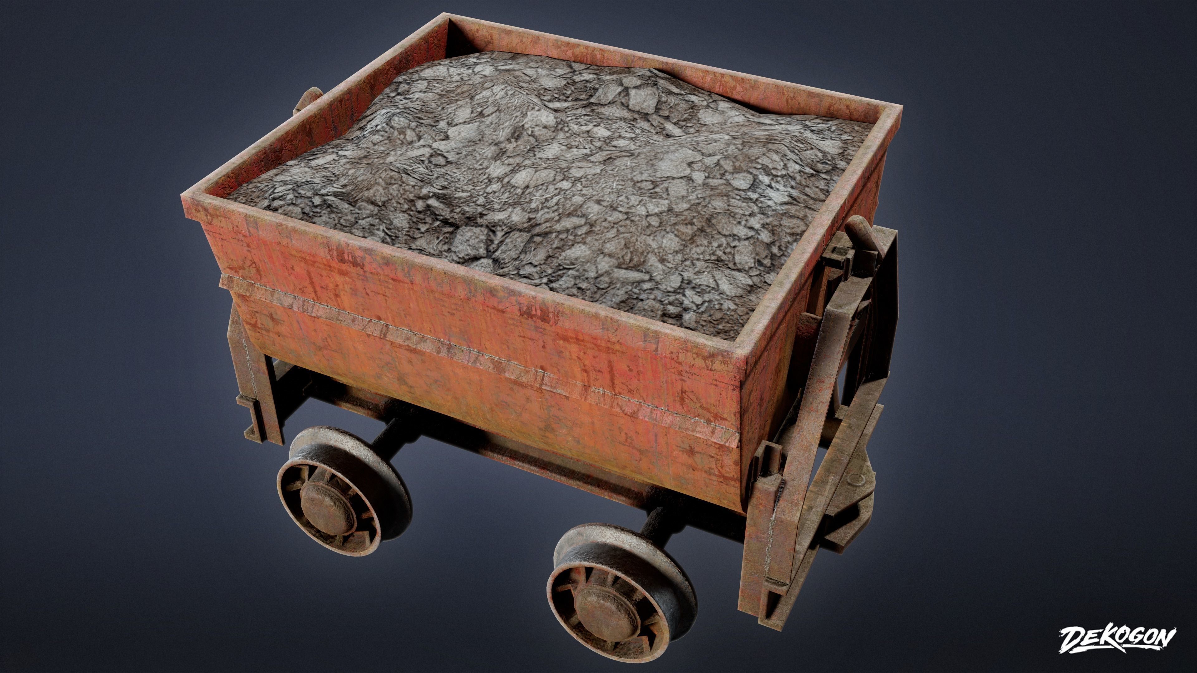 INDUSTRY - Mine Cart 01 - LOW POLY Low-poly 3D model_7