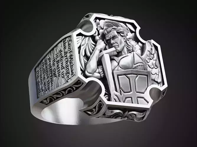 Saint Archangel Michael prayer signet ring 3D print model