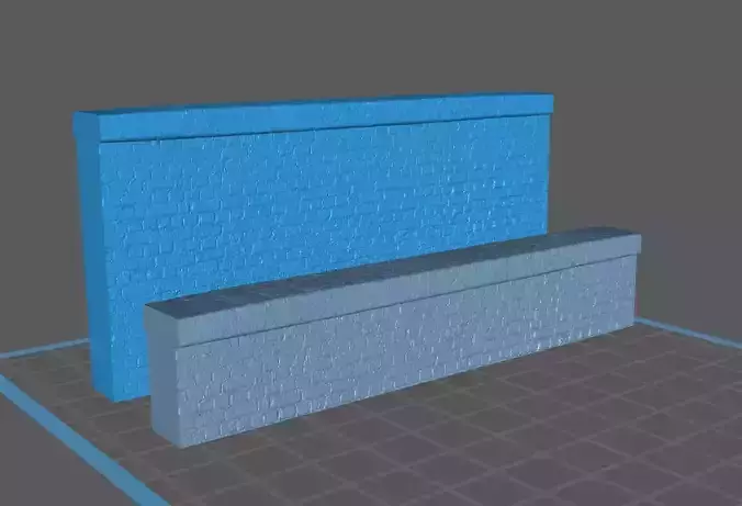 Realistic Brickwall fencing short and tall for printing 3D print model