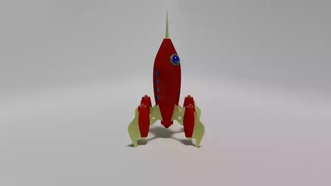 Retro style 3d rocket