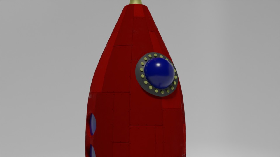 Retro style 3d rocket 3D model_2