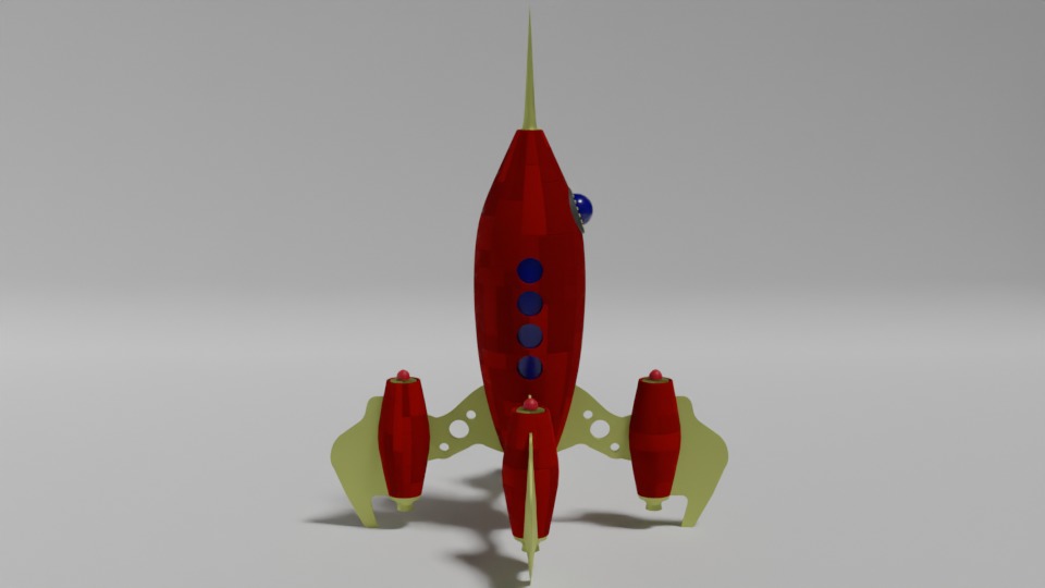 Retro style 3d rocket 3D model_1