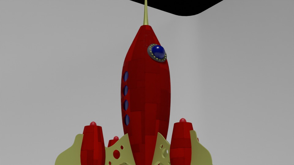 Retro style 3d rocket 3D model_3