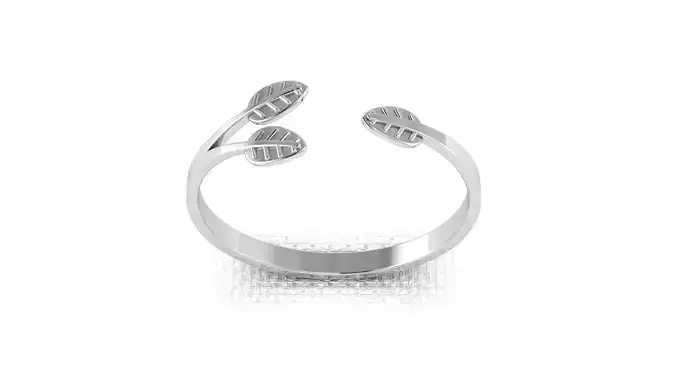 Silver leaf ring